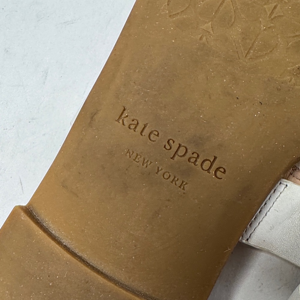 KATE SPADE Women's Castile White Leather Tan Sole Thong Toe‎ Sandals Size 8.5 - Picture 8 of 10